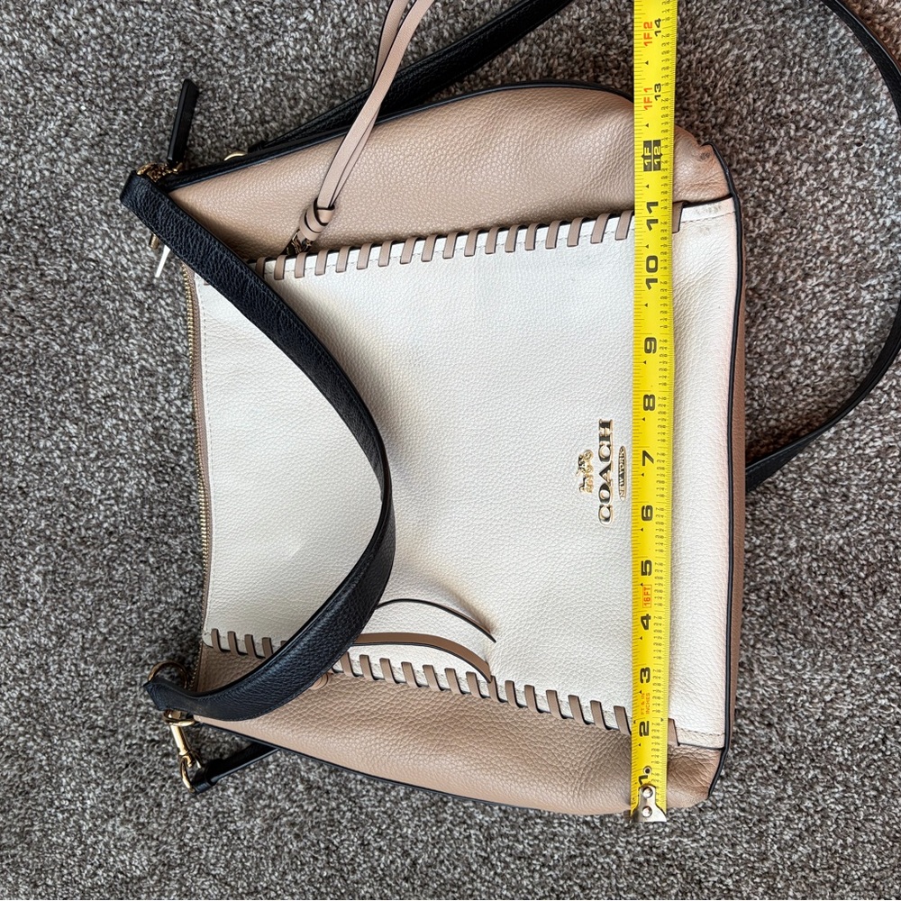 Coach Two-Tone Marlon Whipstitch Leather Shoulder Bag - Picture 4 of 6